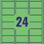 Avery L6033-20 Green Removable Labels 20 sheets - 24 Labels per sheet