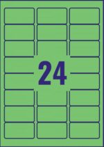 Avery L6033-20 Green Removable Labels 20 sheets - 24 Labels per sheet