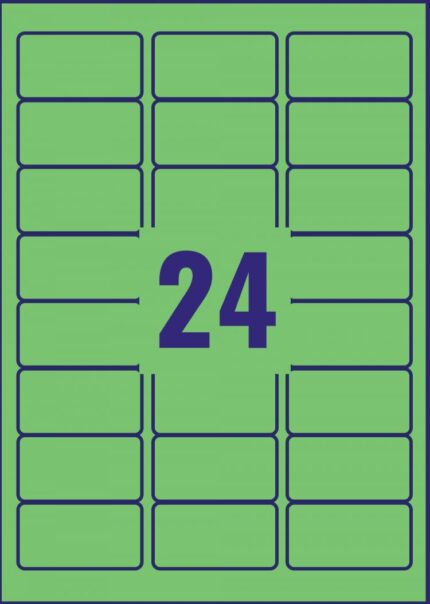 Avery L6033-20 Green Removable Labels 20 sheets - 24 Labels per sheet