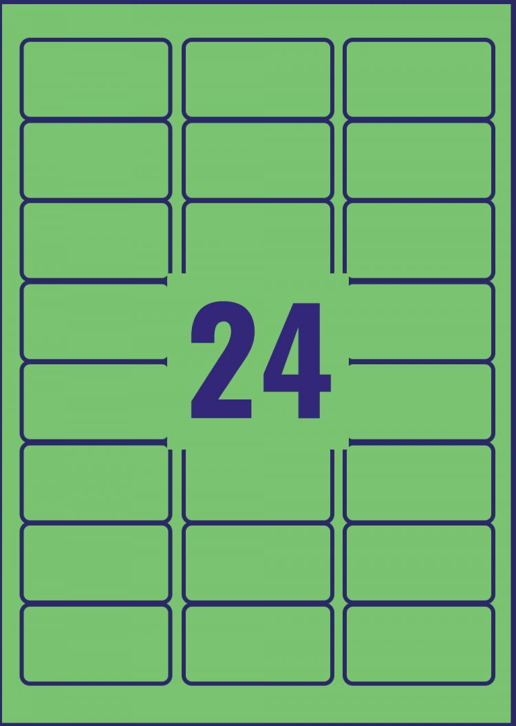 Avery L6033-20 Green Removable Labels 20 sheets - 24 Labels per sheet Avery L6033-20 Green Removable Labels 20 sheets - 24 Labels per sheet