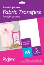 Avery MD1001 210 x 297mm White Fabric Transfers 5 Sheets - Image 2