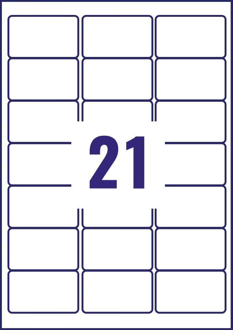 Avery MP7160-40 63.5 x 38.1mm Permanent Multipurpose Labels 40 Sheets - 21 Labels per sheet Avery MP7160-40 63.5 x 38.1mm Permanent Multipurpose Labels 40 Sheets - 21 Labels per sheet